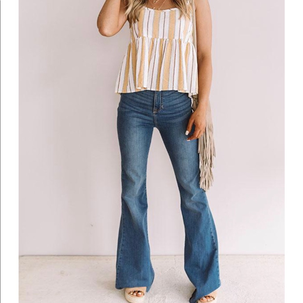 Peplum spaghetti strap tank top